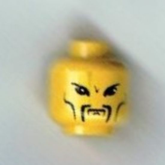 Minifigure, Head Moustache Fu Manchu, Cheek Bones Pattern (Emperor Chang Wu) - Blocked Open Stud