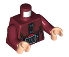 Torso LotR Coat with Plaid Collar and Large Silver Buckle Pattern / Dark Red Arms / Light Nougat Hands