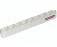 Technic, Liftarm 1 x 9 Thick with Red Arrow Pointing Right and 'MOVING PARTS' Pattern (Sticker) - Set 42025