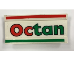 Vehicle Spoiler / Plow Blade 6 x 3 with Hinge with Red and Green Stripes and 'Octan' Pattern (Stickers) - Set 6648-1