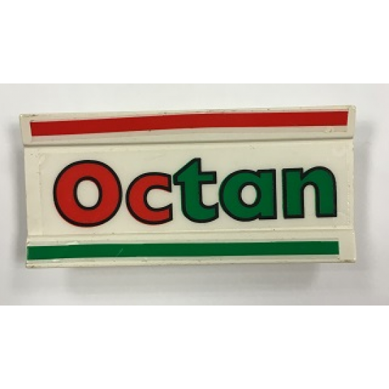 Vehicle Spoiler / Plow Blade 6 x 3 with Hinge with Red and Green Stripes and 'Octan' Pattern (Stickers) - Set 6648-1
