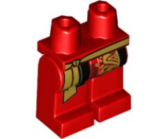 Hips and Legs with Gold Tied Sash, Dark Red Robe End with Gold Decoration Pattern