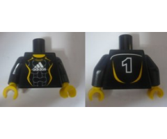 Torso Soccer Adidas Logo, White and Yellow No. 1 Pattern (Stickers) / Black Arms / Yellow Hands