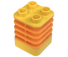 Duplo Brick 2 x 2 x 2 Ribbed Flexible with Medium Orange Fins Pattern