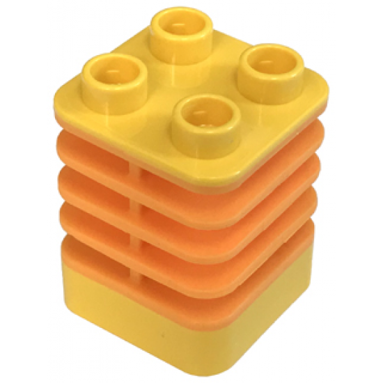 Duplo Brick 2 x 2 x 2 Ribbed Flexible with Medium Orange Fins Pattern
