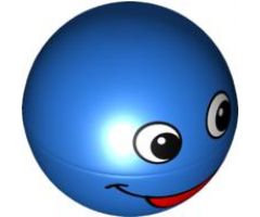 Duplo Ball for Ball Tube with Red Open Mouth Smile and Black and White Eyes Pattern
