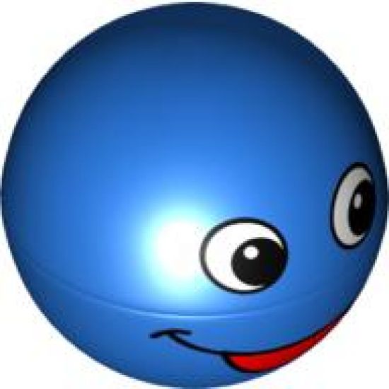 Duplo Ball for Ball Tube with Red Open Mouth Smile and Black and White Eyes Pattern