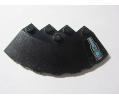 Brick, Round Corner 6 x 6 with Slope 33 Edge, Facet Cutout with Ultrasonic Circle with Silver and Turquoise Pattern Model Right Side (Sticker) - Set 70171