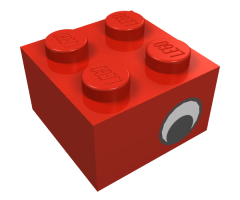 Brick 2 x 2 with Eye with White Pattern on Two Sides, Offset