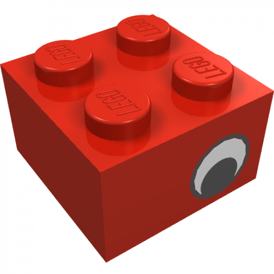 Brick 2 x 2 with Eye with White Pattern on Two Sides, Offset