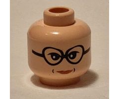 Minifigure, Head Female Glasses, White Pupils, Red Lips and Dimples Pattern (HP Professor Trelawney) - Blocked Open Stud
