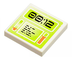Tile 2 x 2 with Lime Screen with '00:12' Pattern (Sticker) - Set 8637