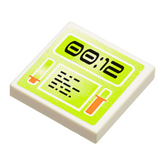 Tile 2 x 2 with Lime Screen with '00:12' Pattern (Sticker) - Set 8637