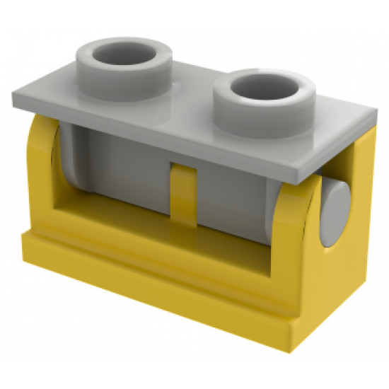 Hinge Brick 1 x 2 Base with Light Gray Hinge Brick 1 x 2 Top Plate (3937 / 3938)