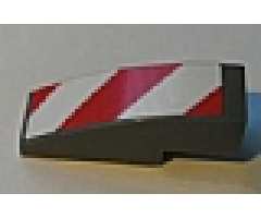 Slope, Curved 3 x 1 with Red and White Danger Stripes Pattern Left (Sticker) - Sets 7208 / 7630 / 7633 / 7936