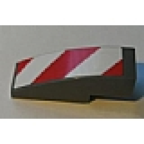 Slope, Curved 3 x 1 with Red and White Danger Stripes Pattern Left (Sticker) - Sets 7208 / 7630 / 7633 / 7936