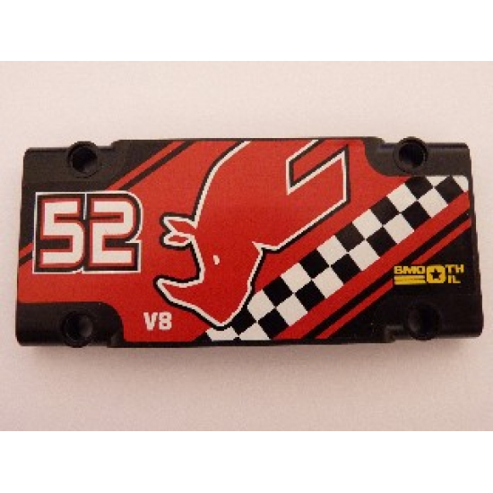 Technic, Panel Plate 5 x 11 x 1 with Rhino Head, '52', 'SMOOTH OIL' and 'V8' Pattern Model Left Side (Sticker) - Sets 8041 / 42041
