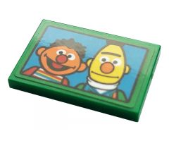 Tile 2 x 3 with Ernie and Bert on Blue Background Pattern (Sticker) - Set 21324