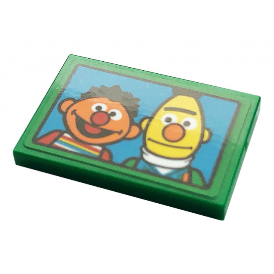 Tile 2 x 3 with Ernie and Bert on Blue Background Pattern (Sticker) - Set 21324
