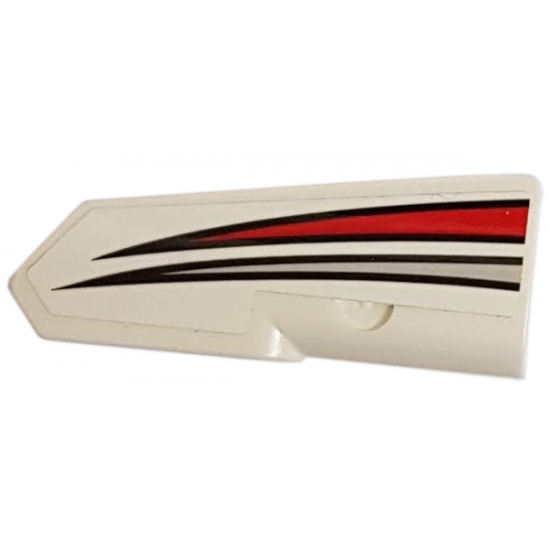 Technic, Panel Fairing #21 Very Small Smooth, Side B with Red and Silver Tapered Stripes Pattern (Sticker) - Set 42057