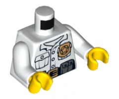 Torso Police Shirt with White Undershirt, Gold Badge and Buckle, Black Belt with Pouches on Front, Lines on Back Pattern / White Arms / Yellow Hands