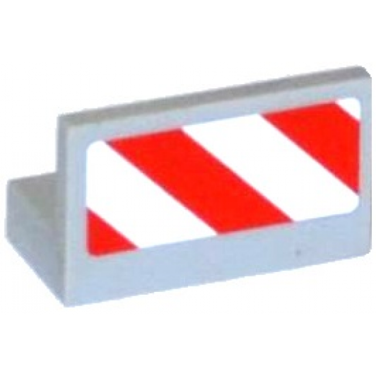 Panel 1 x 2 x 1 with Red and White Danger Stripes Pattern Model Right Side (Sticker) - Set 60079