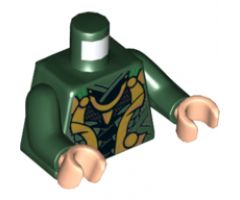 Torso Suit with Gold and Silver Highlights Pattern / Dark Green Arms / Light Nougat Hands