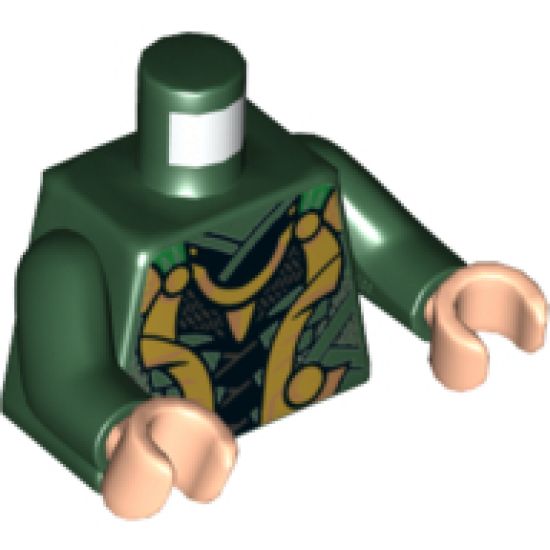 Torso Suit with Gold and Silver Highlights Pattern / Dark Green Arms / Light Nougat Hands