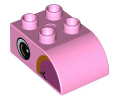 Duplo, Brick 2 x 3 with Curved Top and Dark Pink Beak and Eye Pattern on Both Sides