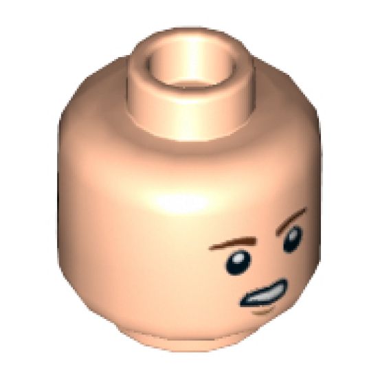 Minifigure, Head Dual Sided Reddish Brown Eyebrows, Chin Dimple, Open Mouth / Pilot Breathing Mask Pattern - Hollow Stud
