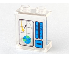 Panel 1 x 2 x 2 - Hollow Studs with Globe and Rocket on Computer Monitor Pattern (Sticker) - Set 6454
