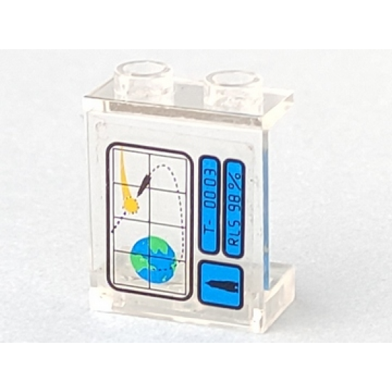 Panel 1 x 2 x 2 - Hollow Studs with Globe and Rocket on Computer Monitor Pattern (Sticker) - Set 6454