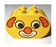Duplo, Brick 2 x 4 x 2 Rounded Ends with Clown Face Pattern