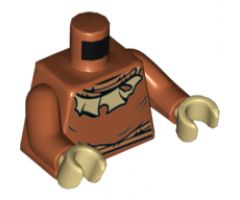 Torso Batman Nougat Rope Neck and Belt, Tan Tattered Collar Pattern / Dark Orange Arms / Tan Hands