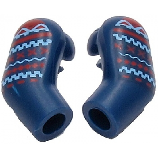Arm, (Matching Left and Right) Pair with Medium Blue and Red Lines Pattern