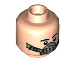 Minifigure, Head Dual Sided Black Eyebrows, Smile / Pilot Breathing Mask Pattern - Hollow Stud