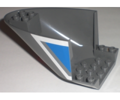 Aircraft Fuselage Curved Aft Section 6 x 10 Bottom with White and Blue Geometric Pattern on Both Sides (Stickers) - Set 3222