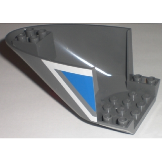 Aircraft Fuselage Curved Aft Section 6 x 10 Bottom with White and Blue Geometric Pattern on Both Sides (Stickers) - Set 3222