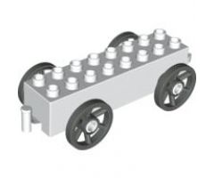Duplo, Vehicle Car Base 2 x 8 x 1 1/2 with Small Dark Gray Spoked Wheels