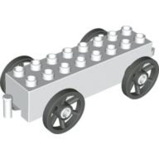 Duplo, Vehicle Car Base 2 x 8 x 1 1/2 with Small Dark Gray Spoked Wheels
