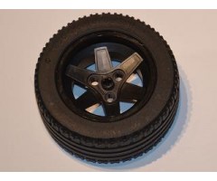 Wheel & Tire Assembly 56mm D. x 34mm Technic Racing Medium, 3 Pin Holes with Black Tire 81.6 x 36 R Technic Straight Tread (44772 / x1825)