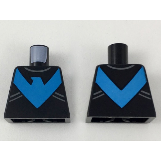 Torso Batman Nightwing Blue V Logo and Gray Trim Pattern