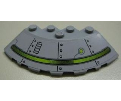 Brick, Round Corner 6 x 6 with Slope 33 Edge, Facet Cutout with Alien Ship Pattern Model Right Side (Sticker) - Set 7051