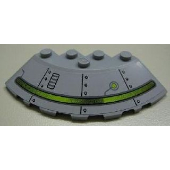 Brick, Round Corner 6 x 6 with Slope 33 Edge, Facet Cutout with Alien Ship Pattern Model Right Side (Sticker) - Set 7051
