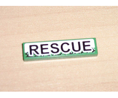 Tile 1 x 4 with Black 'RESCUE' on White Background Pattern (Sticker) - Set 8255