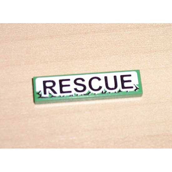 Tile 1 x 4 with Black 'RESCUE' on White Background Pattern (Sticker) - Set 8255