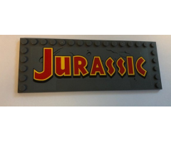 Tile, Modified 6 x 16 with Studs on Edges with 'JURASSIC' Pattern (Sticker) - Set 75936