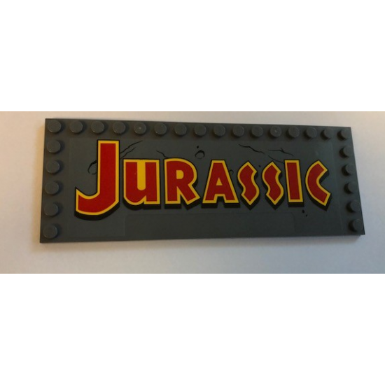 Tile, Modified 6 x 16 with Studs on Edges with 'JURASSIC' Pattern (Sticker) - Set 75936