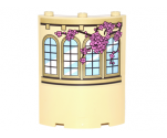 Cylinder Quarter 4 x 4 x 6 with Curved Lattice Windows and Vine with Pink Roses Pattern Model Right Side (Sticker) - Set 41067