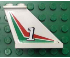 Tail 4 x 1 x 3 with White Number 1 on Red and Green Chevrons Pattern on Right Side (Sticker) - Set 6543